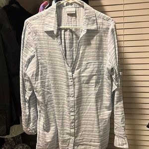 Women’s large blue and white striped blouse Columbia